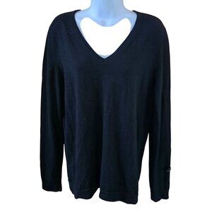 Black wool V-Neck Sweater Long Sleeve Pullover cottagecore whimsygoth boho warm